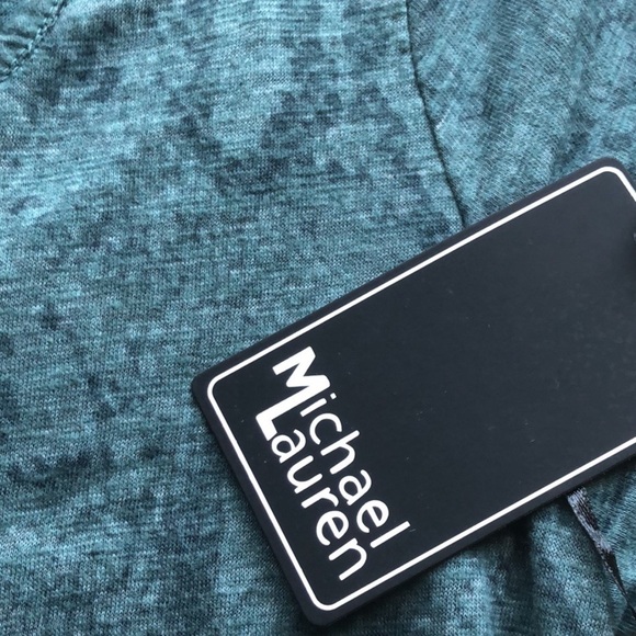 Michael Lauren T-Shirt Shoulder Cut Out Barker Green Snakeskin Print Medium - Picture 11 of 14